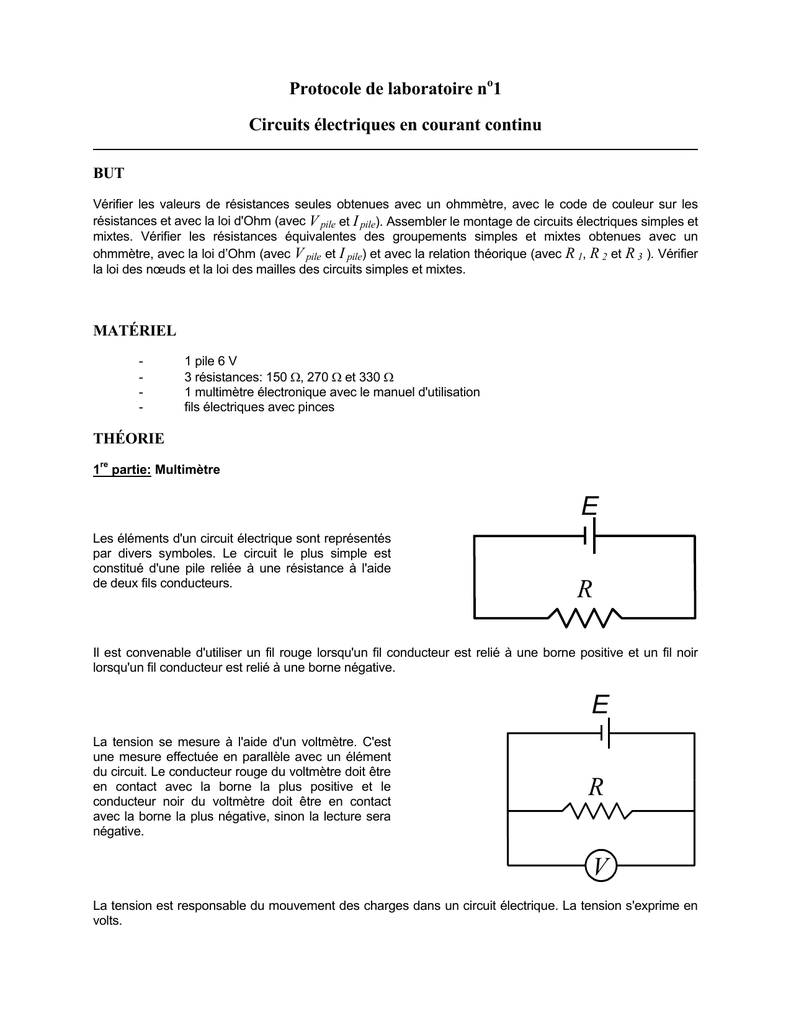 Protocole De Laboratoire N°1 | Manualzz