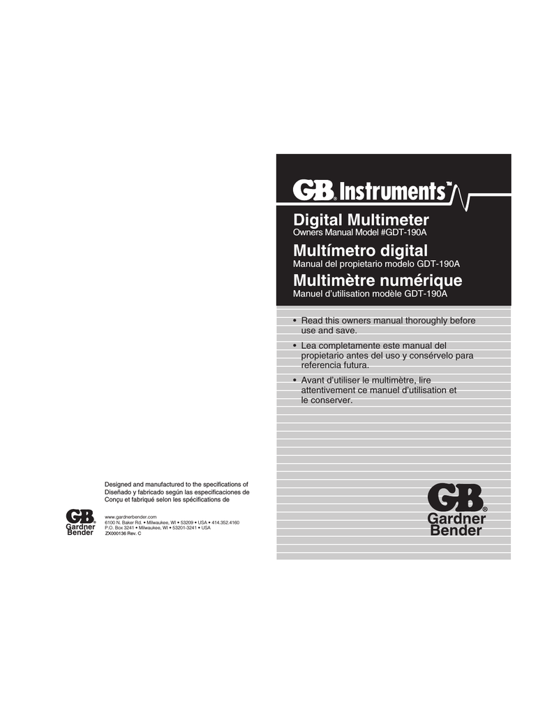 Gb instruments multimeter gdt 200a manual instructions