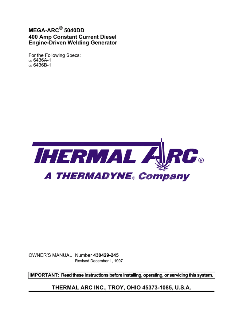 mega arc 5040dd 400 amp constant current diesel engine