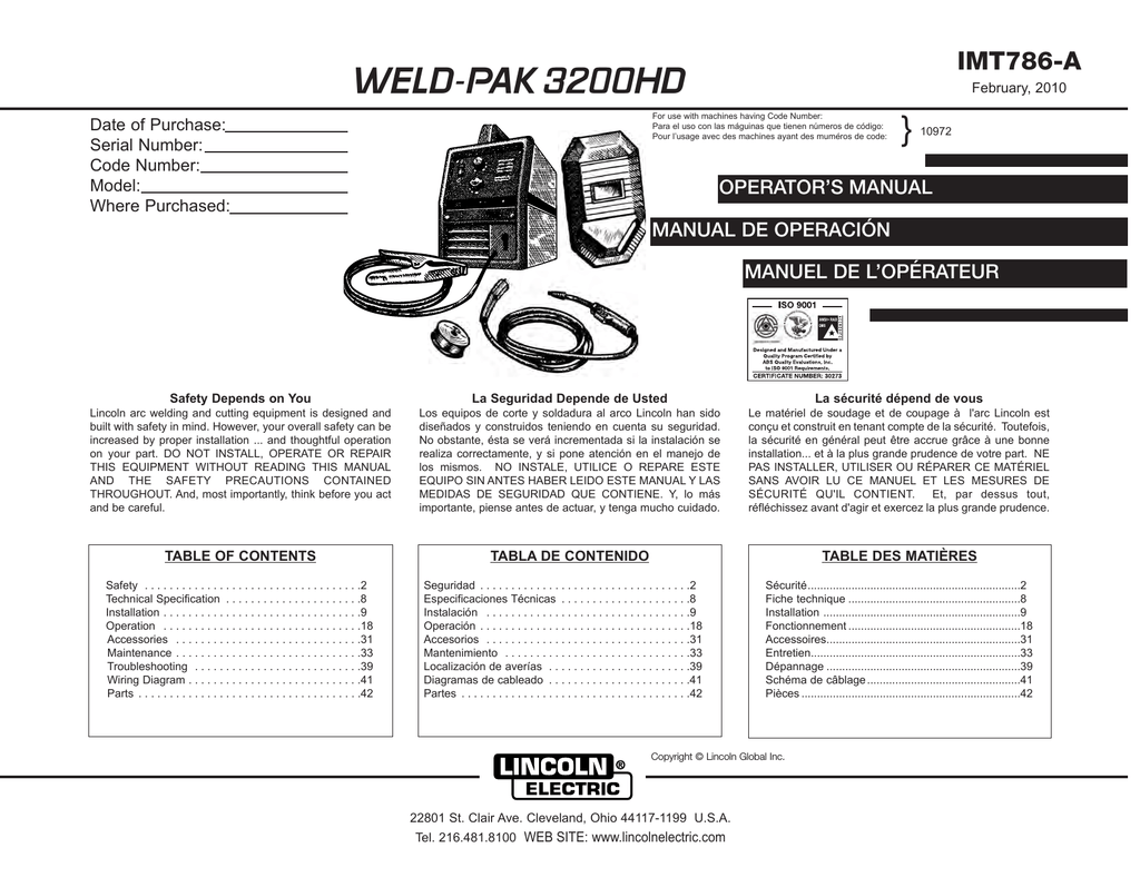 Lincoln Electric Weld Pak 100 Parts Diagram Reviewmotors.co