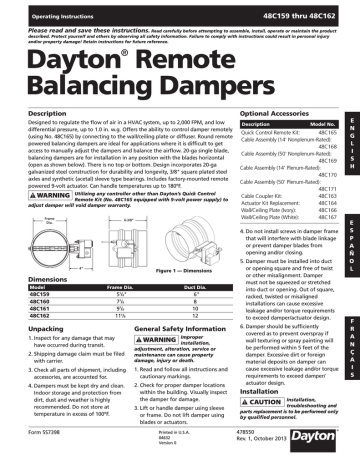 Dayton® Remote Balancing Dampers | Manualzz