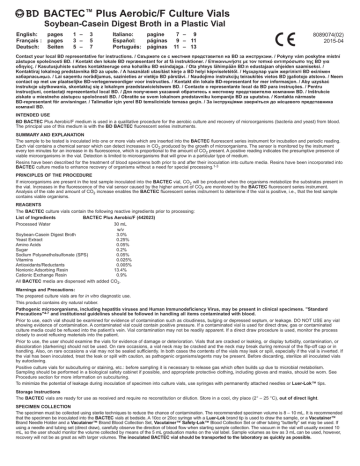 BACTEC™ Plus Aerobic/F Culture Vials | Manualzz