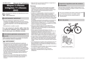 Notice d`utilisation Shimano Alfine di2 | Manualzz