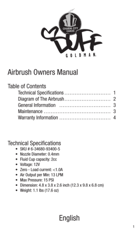 Airbrush Owners Manual English | Manualzz