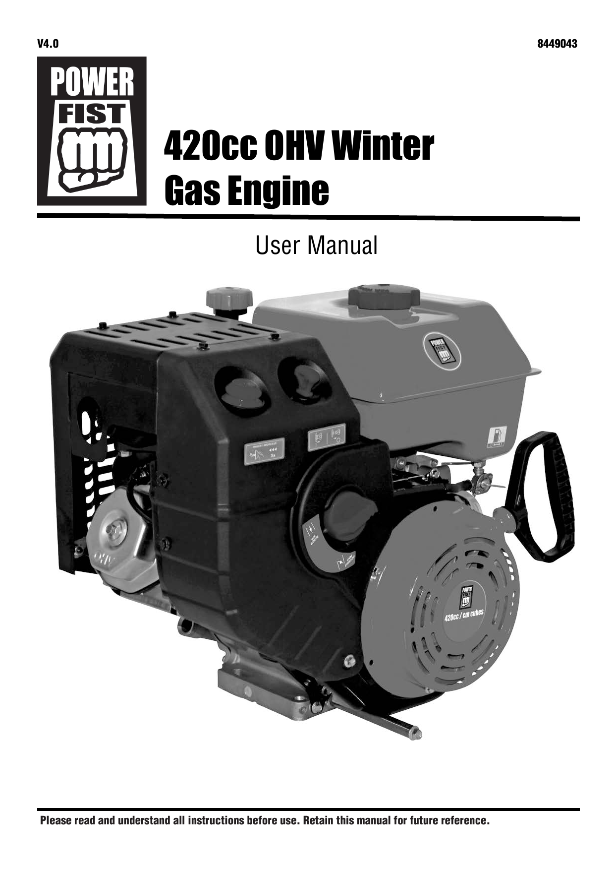 420cc OHV Winter Gas Engine | Manualzz