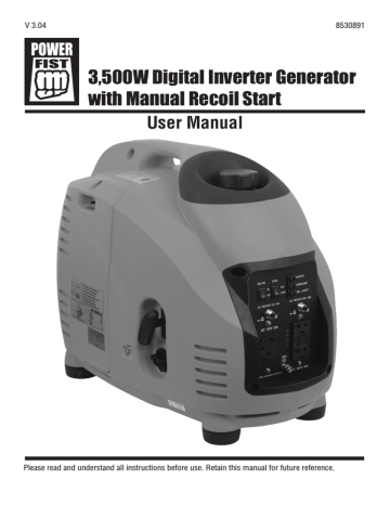 3,500W Digital Inverter Generator with Manual Recoil Start | Manualzz