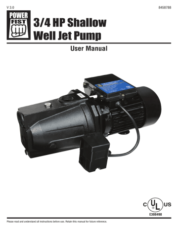 3/4 HP Shallow Well Jet Pump | Manualzz