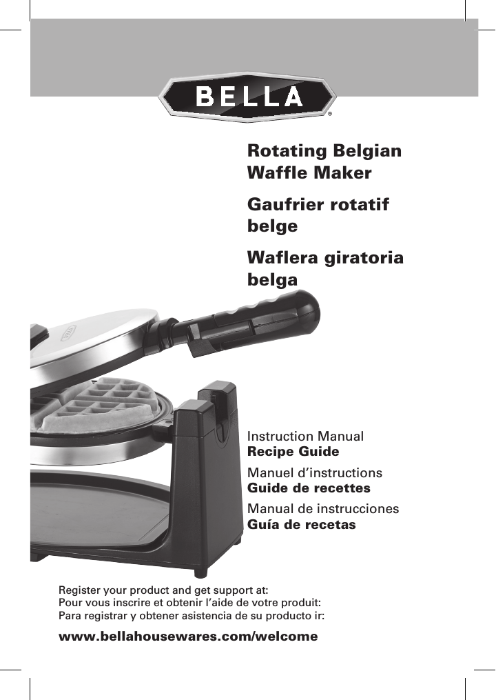 bella cucina waffle maker instruction manual