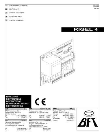 BFT RIGEL 4 Manuale utente | Manualzz