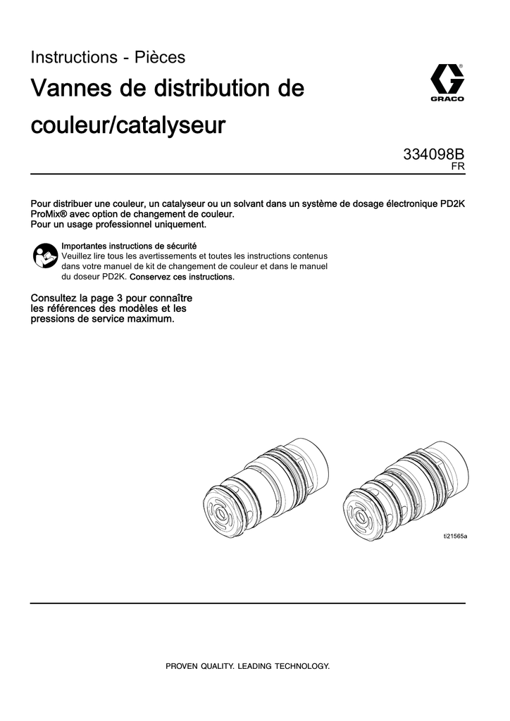 Graco 334098B, ProMix PD2K Color/Catalyst Dispense Valves Mode d'emploi