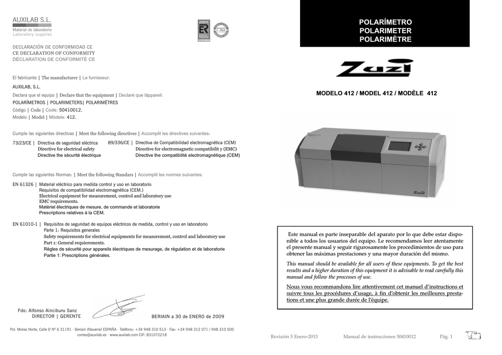 POLARÍMETRO POLARIMETER POLARIMÈTRE | Manualzz