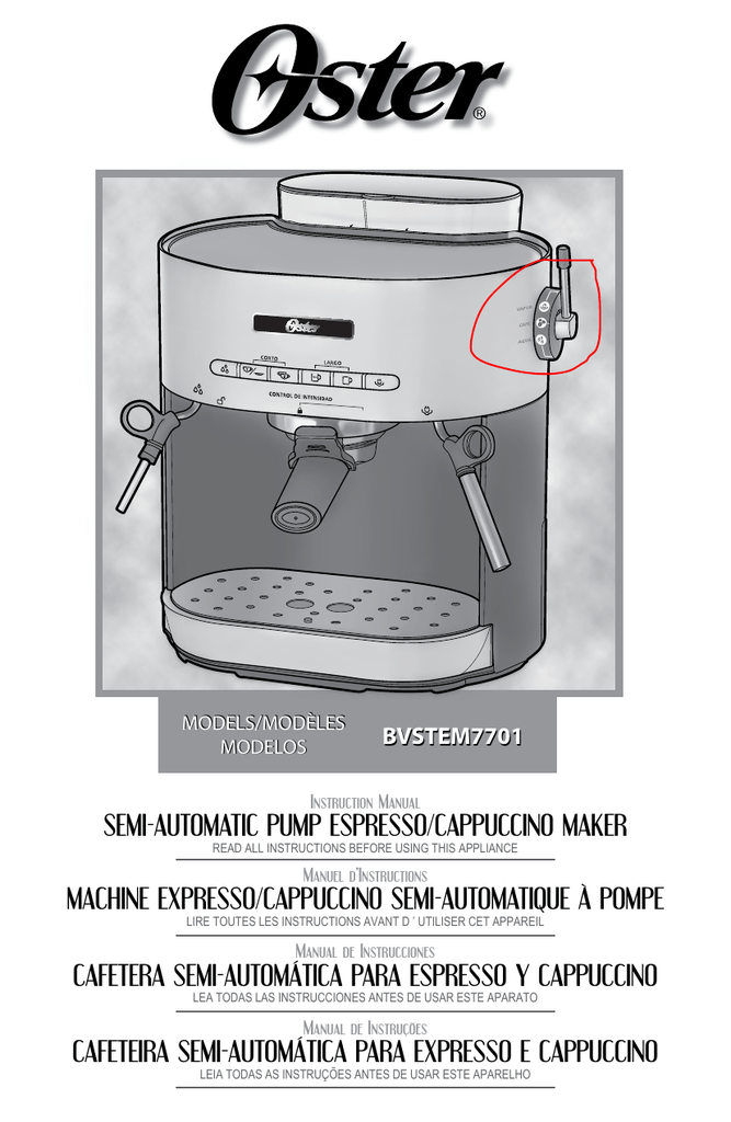 oster prima latte manual