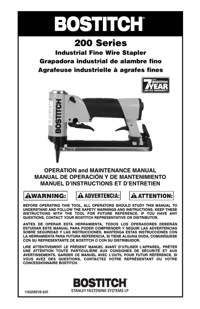 Bostitch 21680BLN FINE WIRE STAPLER Instruction Manual Manualzz