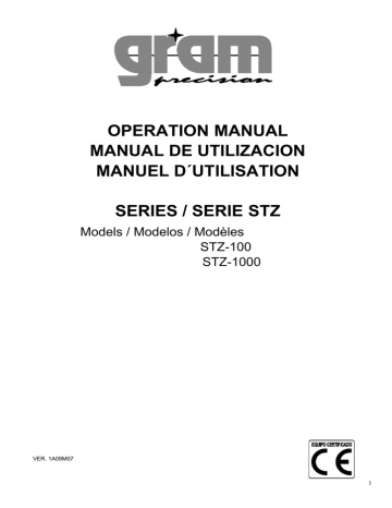 Gram Precision STZ-1000 Operator's Manual | Manualzz