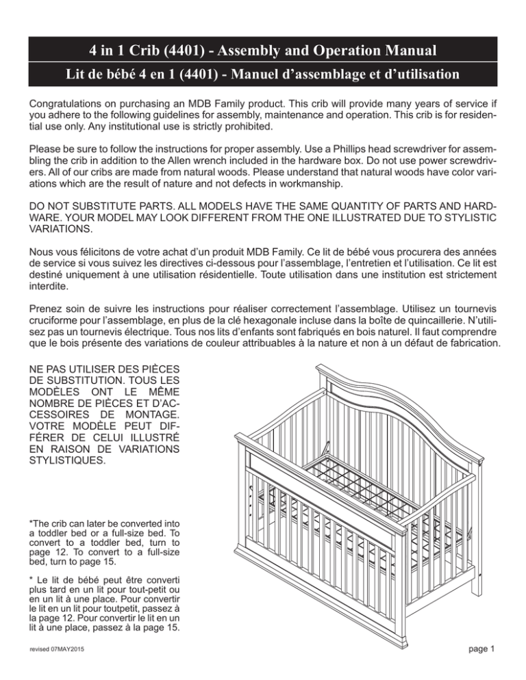 4 In 1 Crib Instructions Manual