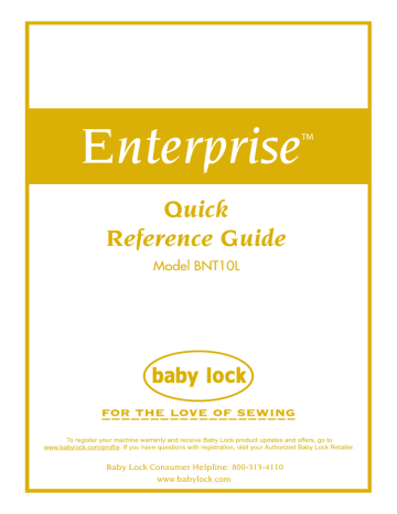 Baby Lock Enterprise BNT10L User's Manual | Manualzz