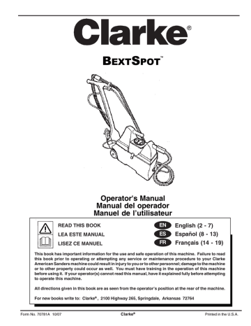 Clarke BextSpot Operator's Manual | Manualzz