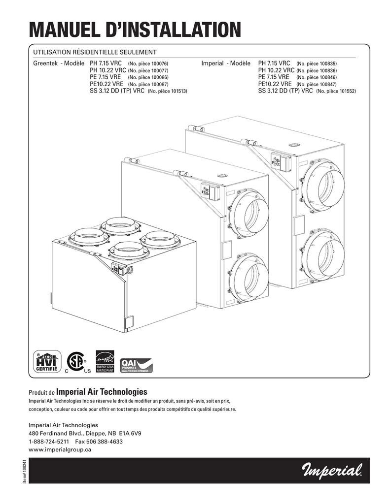 MANUEL D`INSTALLATION | Manualzz