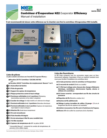 Contrôleur d`Évaporateur KE2 Evaporator Efficiency Manuel d | Manualzz