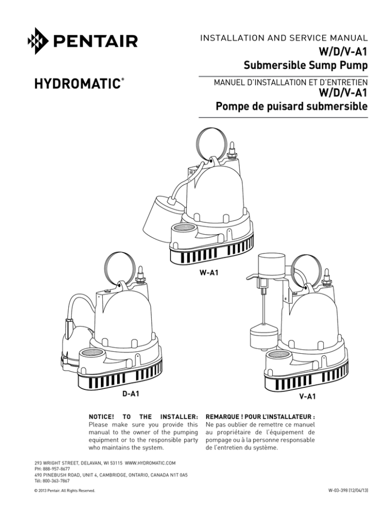 W D V A1 Submersible Sump Pump Manualzz