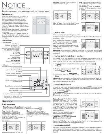 Thermostat d`ambiance mural numérique | Manualzz