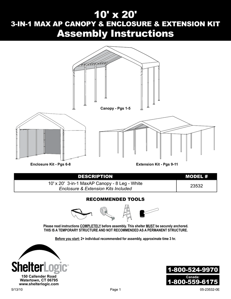 Shelterlogic 23532 Installation Guide Manualzz