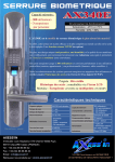 Serrure biom&eacute;trique AX340E, AX340MP, AX340E-N, AX340MP-N - Manuel d'utilisation