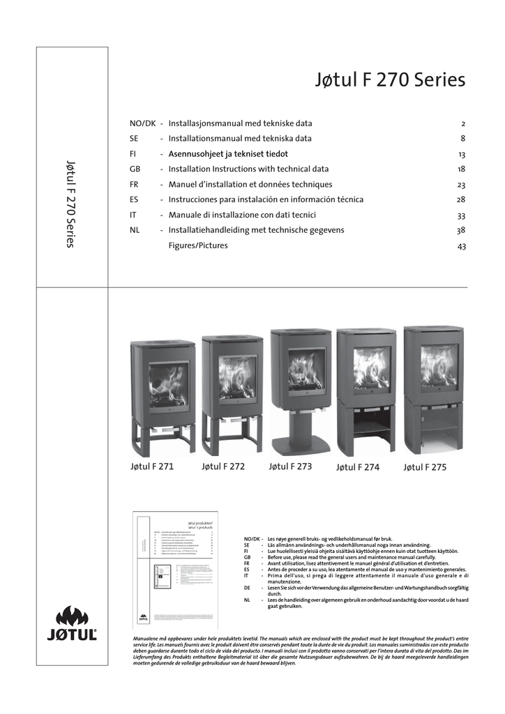 4.0 Assistenza. Jøtul F 270, F 274, F 275, F 272, F 273, F 271 | Manualzz