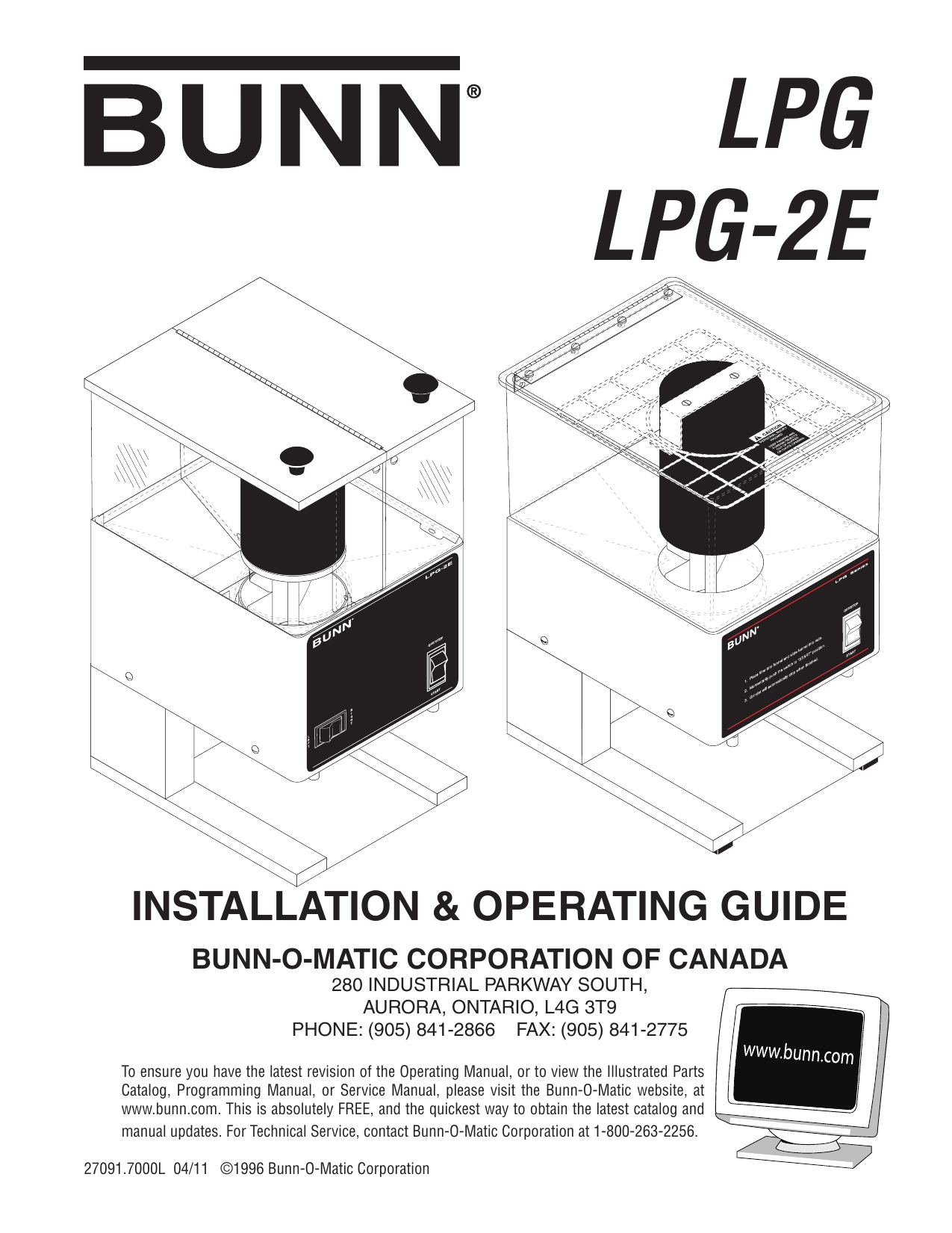 lpg lpg2e installation & operating guide bunnomatic Manualzz