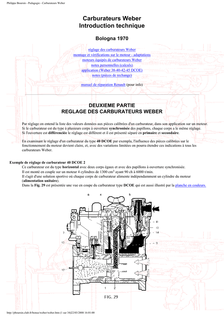 Philippe Boursin - Pedagogie - Carburateurs Weber | Manualzz