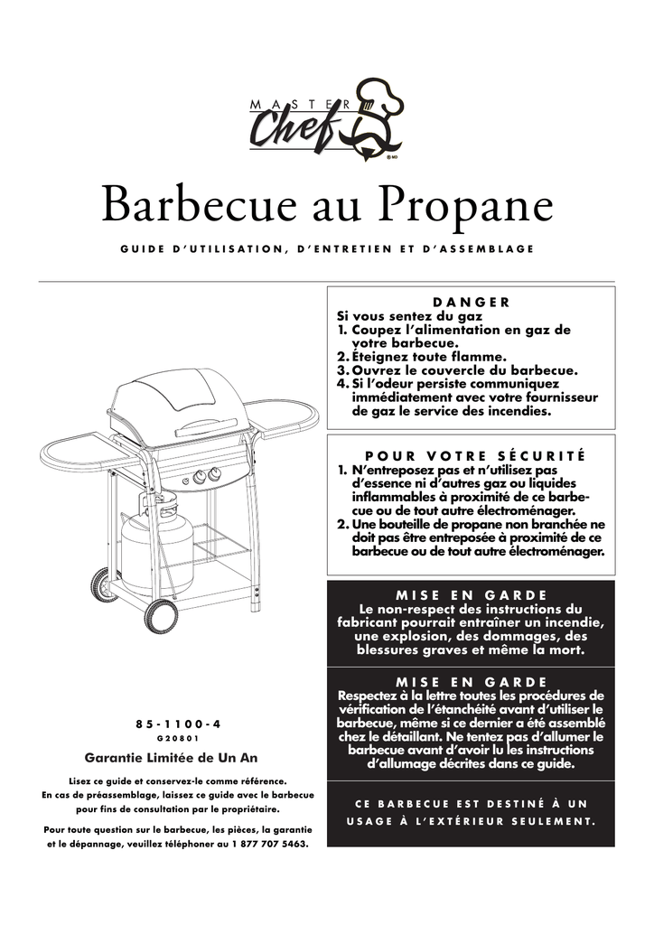 Instructions de raccordement du réservoir de propane