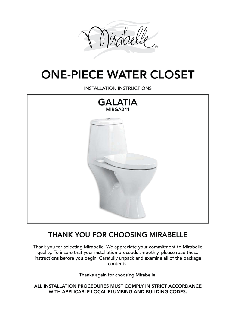 One Piece Water Closet Manualzz