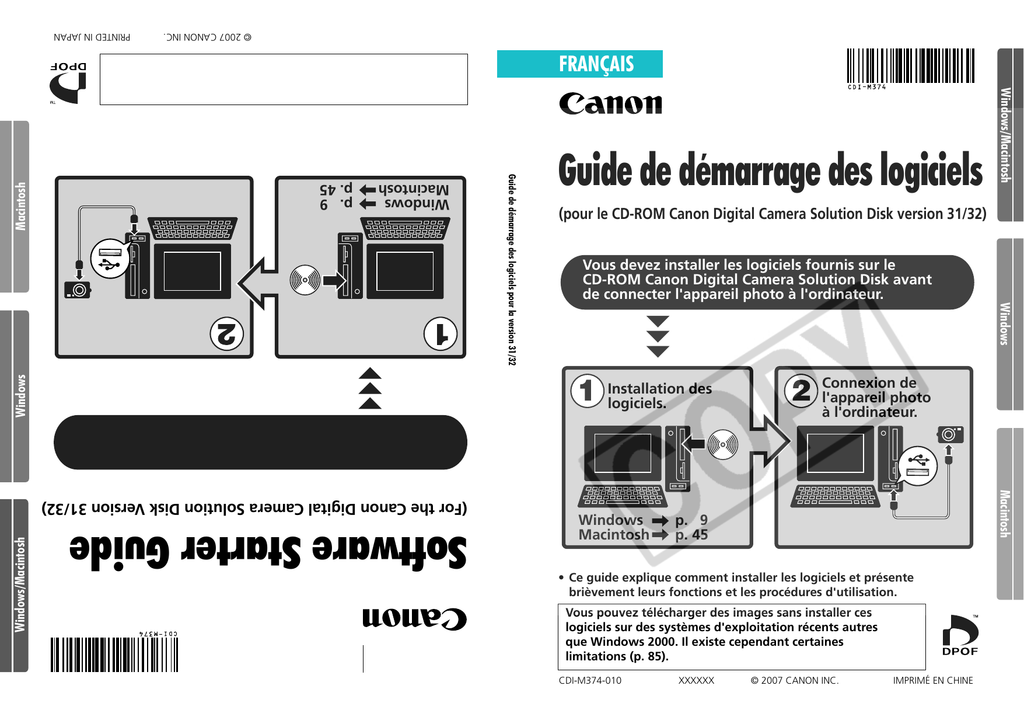 pour le CDROM Canon Digital Camera Solution Disk version Manualzz