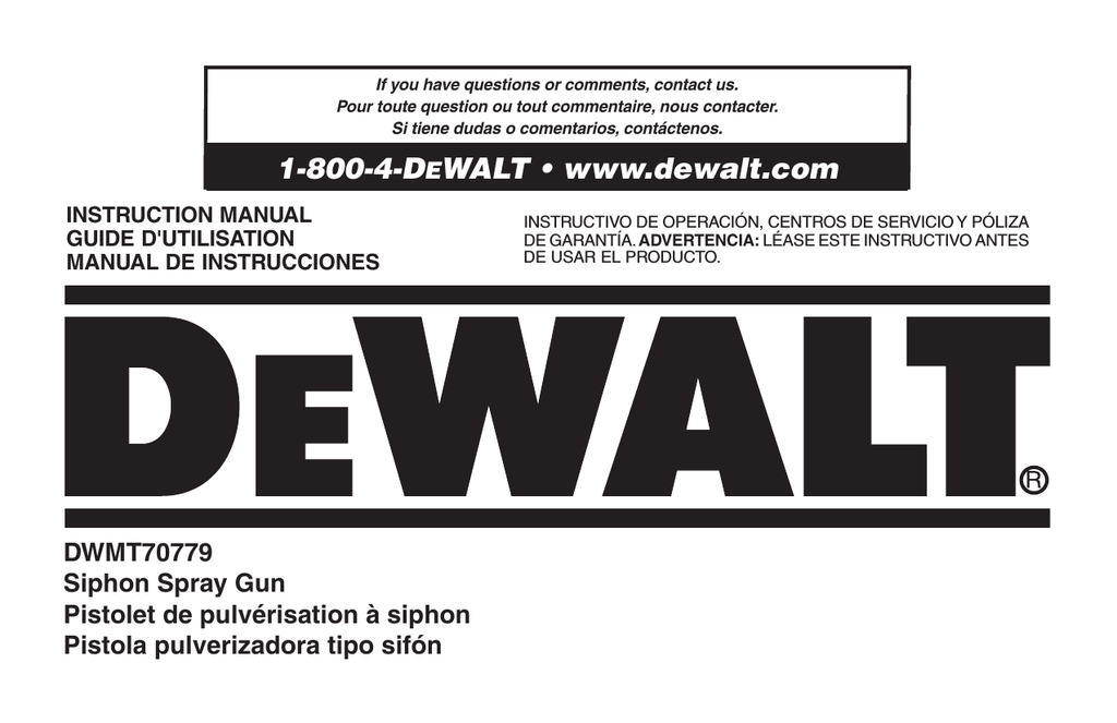 Dewalt DWMT70779 Siphon Air Spray Gun with 1,000cc Cup