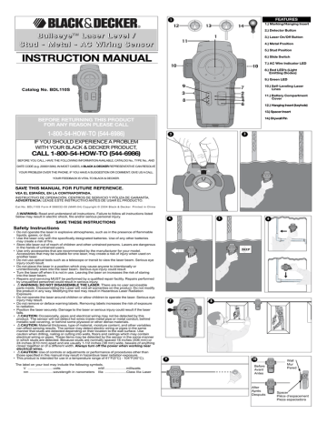 Black Decker BDL110S Laser User manual Manualzz