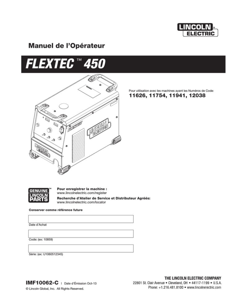 Lincoln Electric FLEXTEC 450 Operating instructions | Manualzz