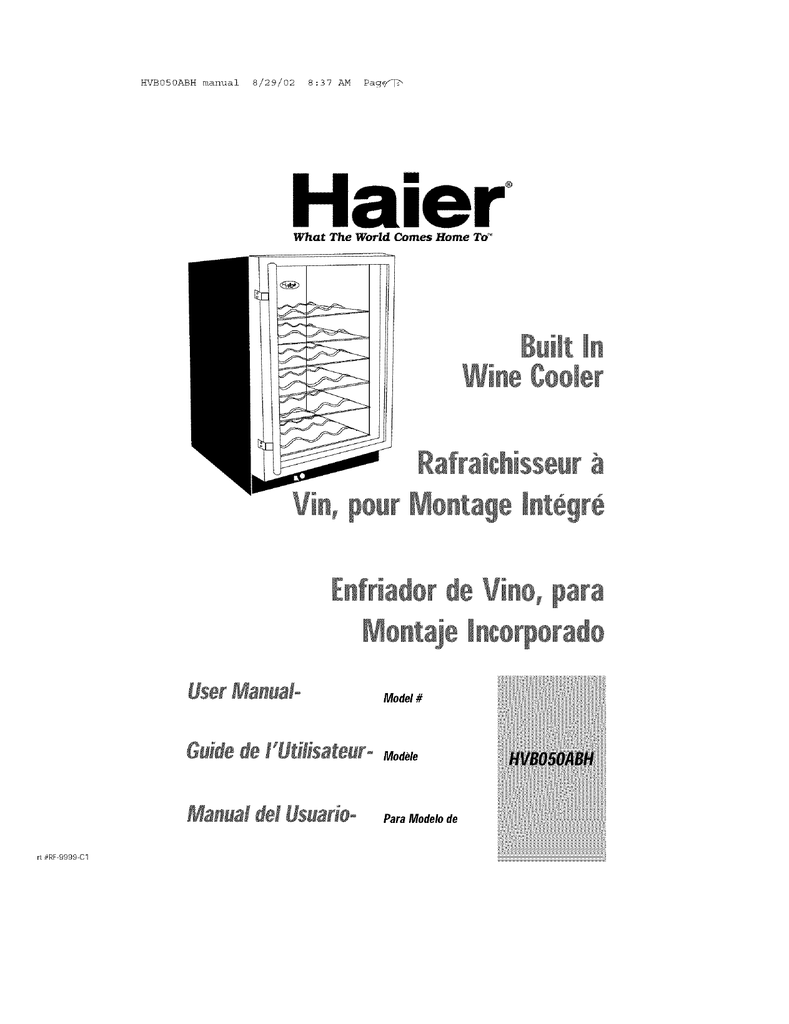 Haier Hvb050abh Designer Series 50 Bottle Capacity Wine Cellar Hvb050abh User Manual Manualzz