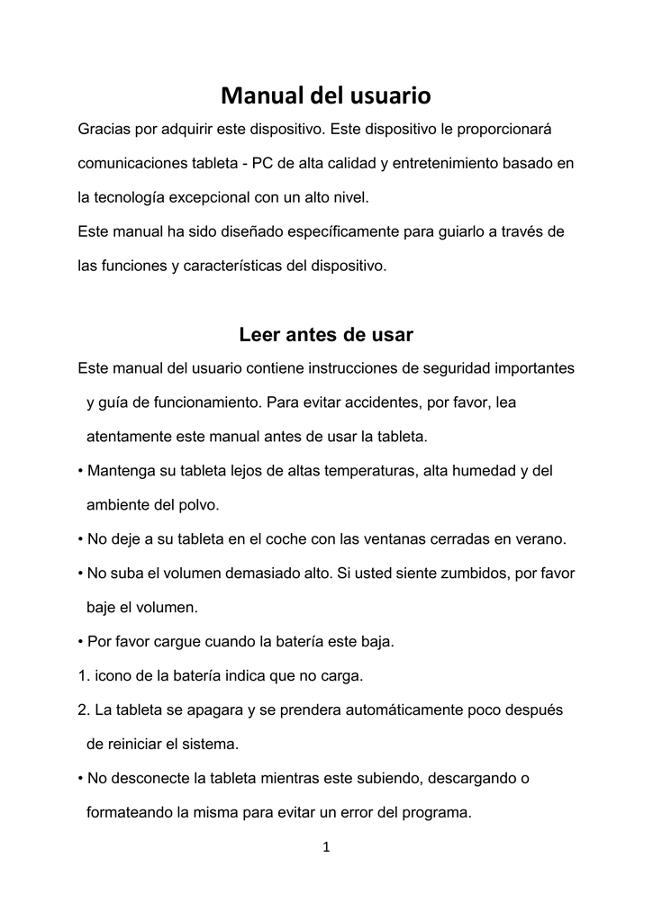 Descargar Manual de usuario del TopHouse Tablet 10, Mod. X1013 | Manualzz