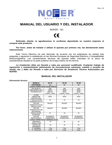 MANUAL DEL USUARIO Y DEL INSTALADOR | Manualzz