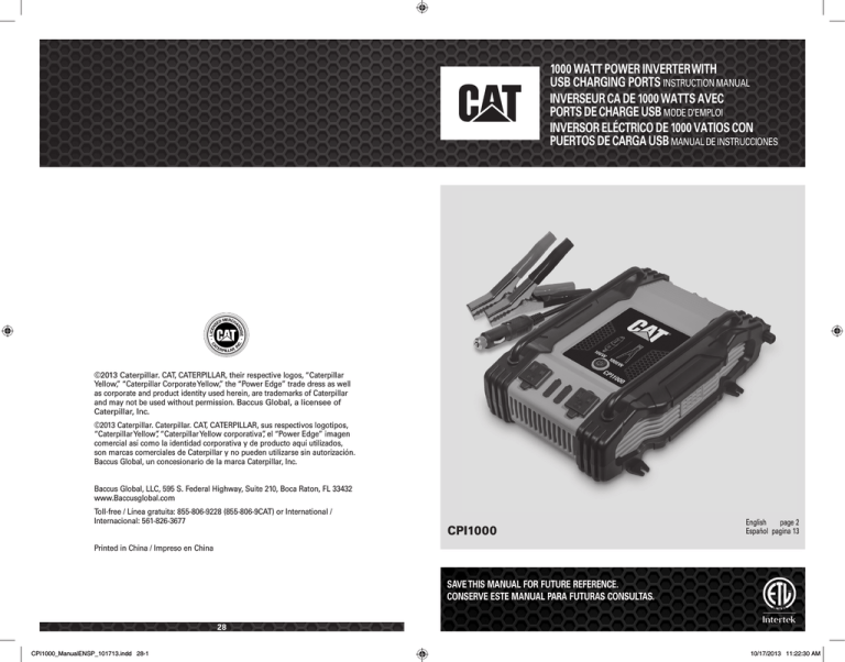 Cat Cj1000cp User Manual