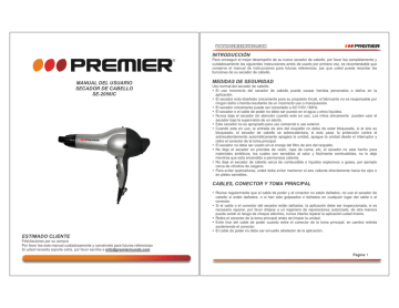 manual del usuario secador de cabello se-2056ic | Manualzz