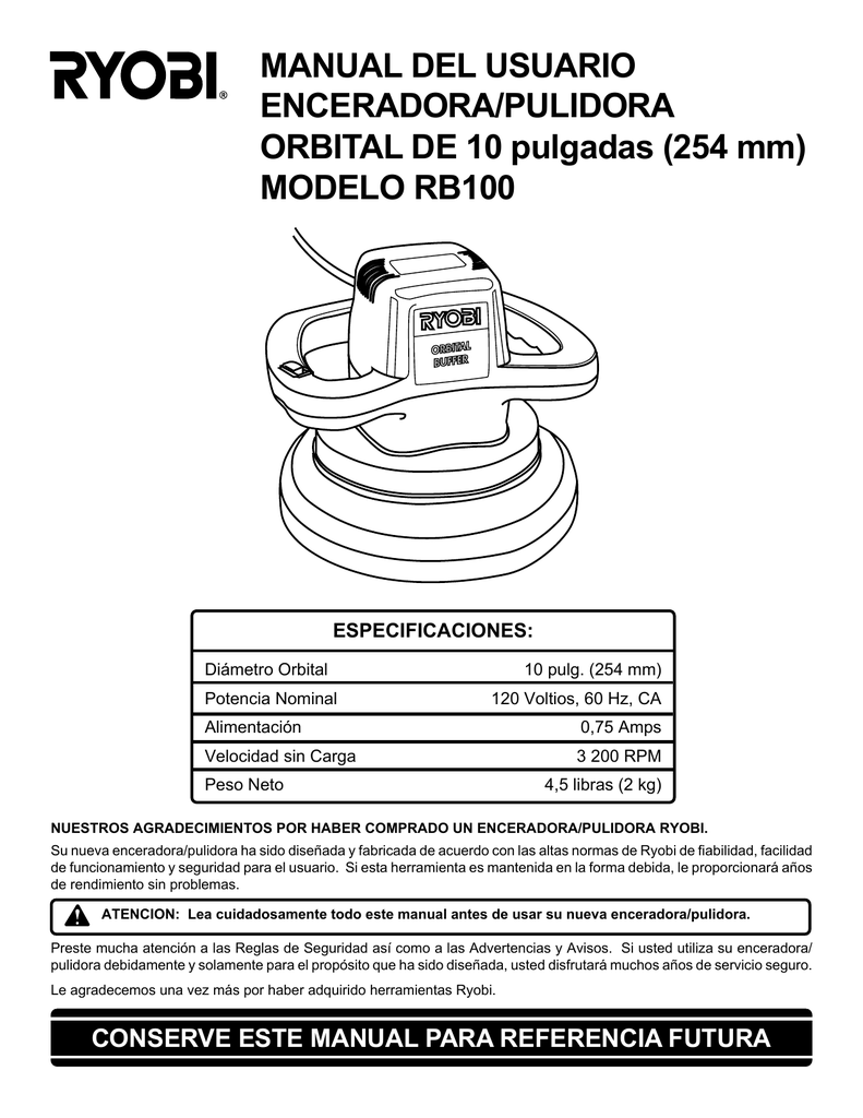 MANUAL DEL USUARIO ENCERADORA/PULIDORA | Manualzz
