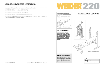 Weider WEEVBE3271 220 BENCH User Manual | Manualzz