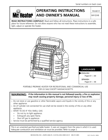 Mr. Heater MH12HB Operating Instructions And Owner's Manual | Manualzz