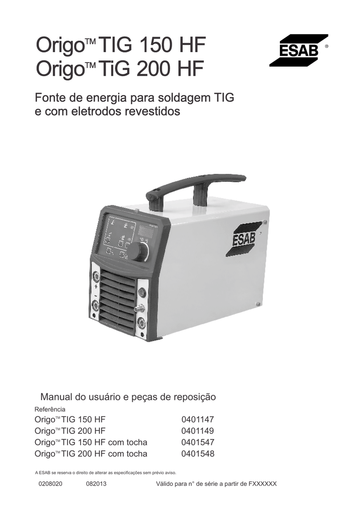 Origo Tig 150 Hf Origo Tig 0 Hf Manualzz