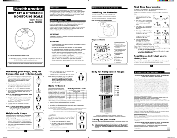 Health O Meter Bfm582-63 Weight Tracking Body Fat Scale Instruction Manual Manualzz