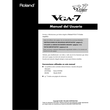 Panel posterior. Roland VGA-7 V-Guitar Amplifier | Manualzz
