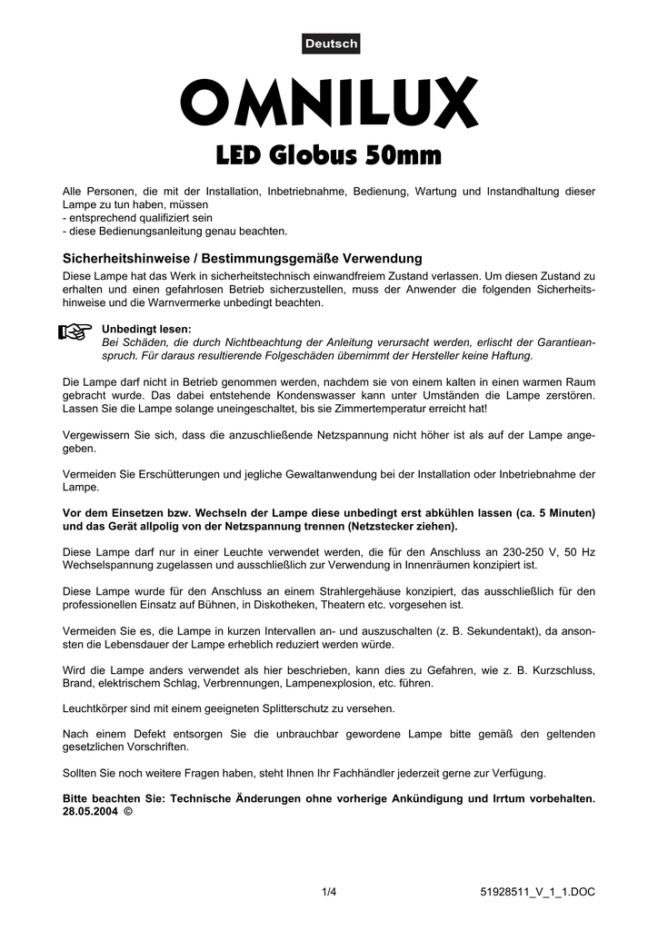 OMNILUX Stroboskoplampe 2W E-14