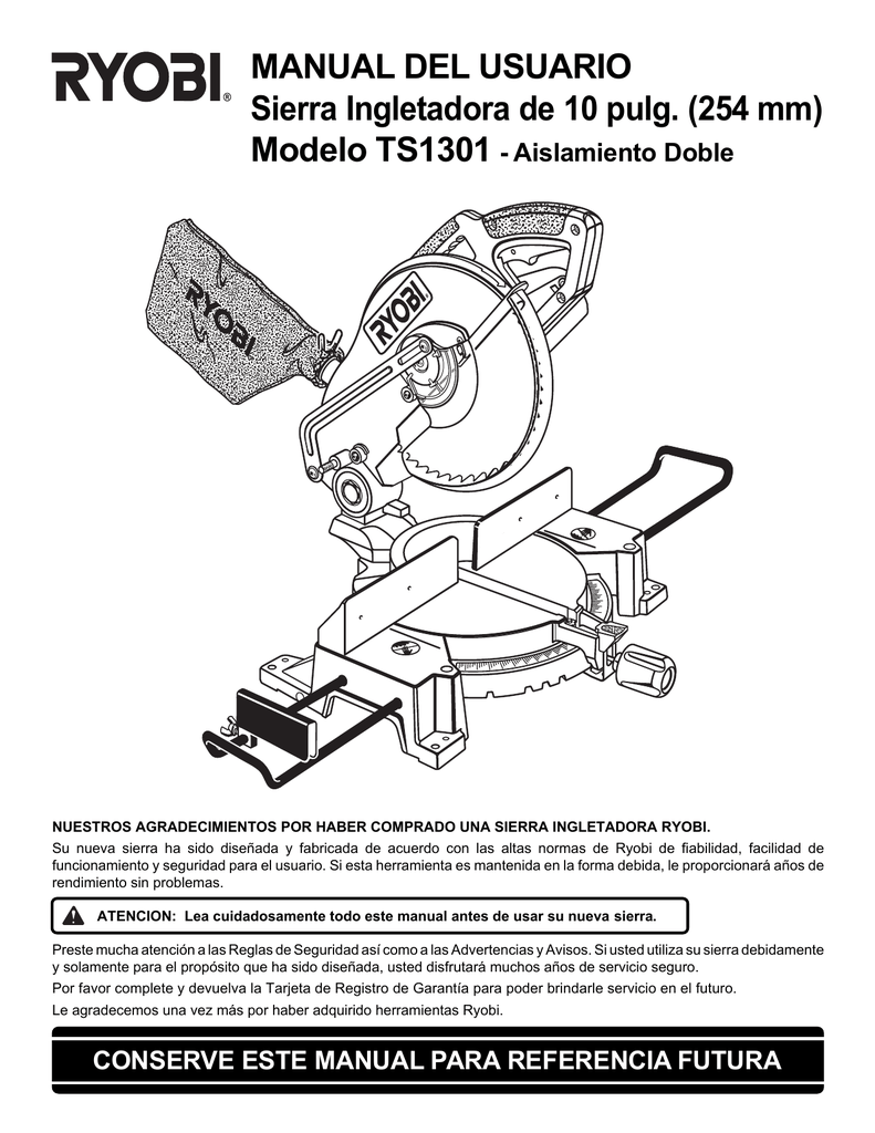 MANUAL DEL USUARIO Sierra Ingletadora de 10 | Manualzz