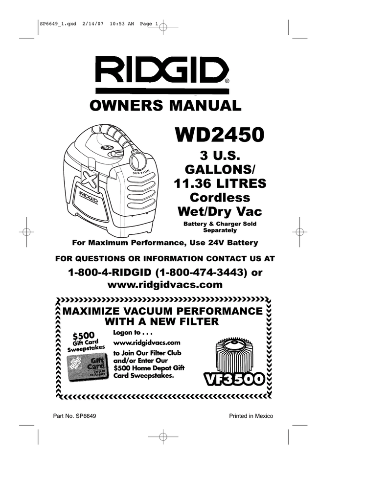 RIDGID WD2450 Manualzz